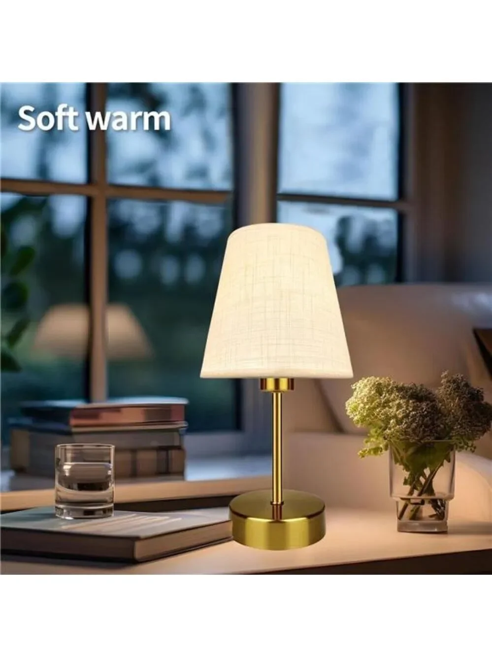 Mini Table Lamp Rechargeable Cordless Dimmable Night Light Warm Soft LED Bedroom